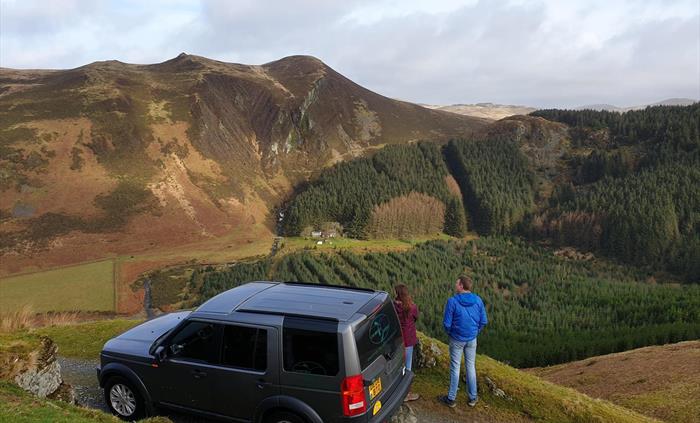 Enjoying the view on a Cambrian Safaris tour in North Ceredigion.